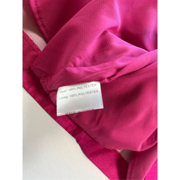 NEW Aliava Tiffany Dupioni Puff Sleeve Maxi Dress Hot Pink Midi Length Size XL - Picture 11 of 15
